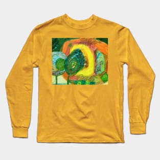colourful abstract in yellow, green and orange Long Sleeve T-Shirt
